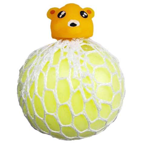 R-262 Cartoon Animal Head Mesh Squeeze Grape 6 cm Ball Stress Relief Toys Set